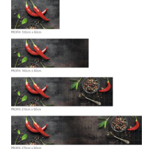 Verschiedene Größen der Küchenrückwand mit Chili-Motiv