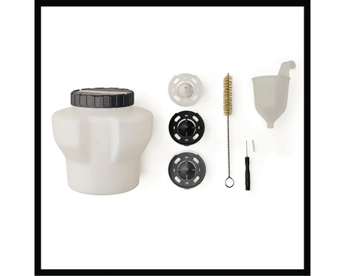 Farbspritzpistolen-Zubehör mit Farbbehälter, Düsen, Reinigungsbürste und Werkzeug