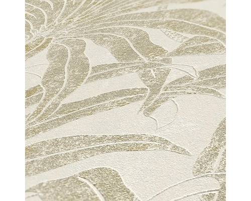 Nahaufnahme einer gemusterten Tapete mit floralen Elementen