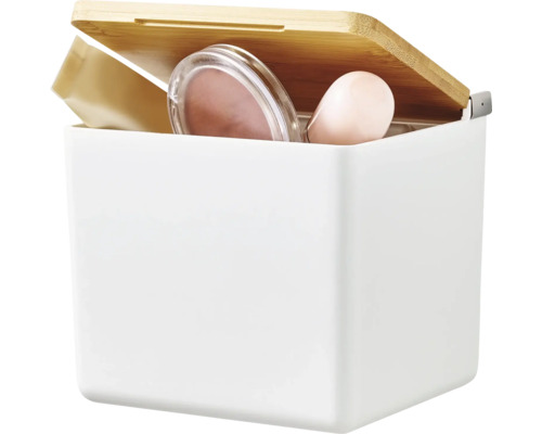 Aufbewahrungsbox aus Kunststoff mit Bambusdeckel