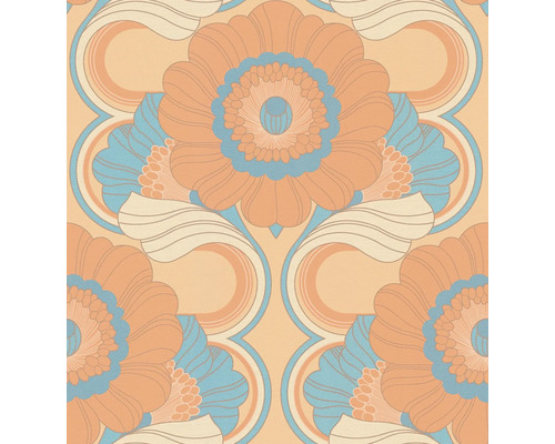 Tapete mit floralem Muster im Stil der 1970er Jahre