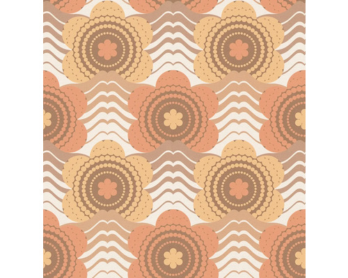 Blumenmuster-Tapete mit Wellenlinien