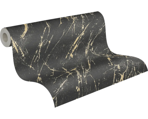 Tapetenrolle mit Marmormuster in Schwarz und Gold