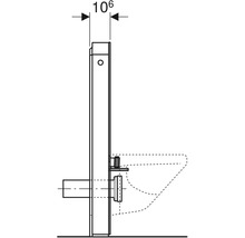 Installationsskizze für ein Wand-WC-Element mit Maßangaben.
