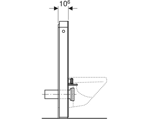 Installationsskizze für ein Wand-WC-Element mit Maßangaben.