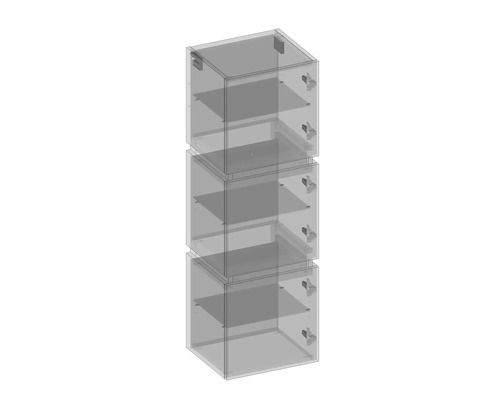 Dreifacher durchsichtiger Hängeschrank mit Regalen