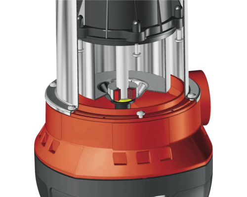 Schnittansicht einer Tauchpumpe mit Gehäusedetails