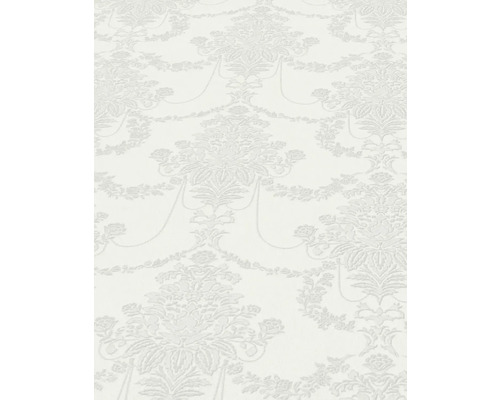 Nahaufnahme einer weißen Tapete mit floralem Muster