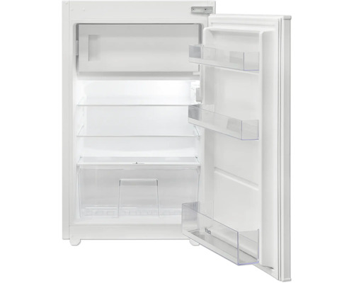 Geöffneter, weißer Kühlschrank mit Ablagefächern