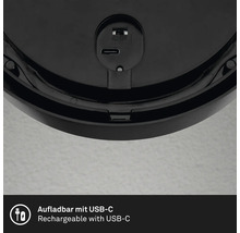 Detailansicht einer Lampe mit USB-C-Anschluss und Ein- und Ausschalter