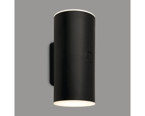 Schwarze zylindrische Wandleuchte für den Aussenbereich