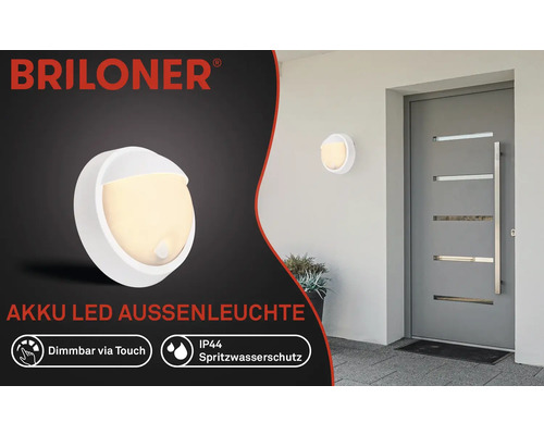 Kabellose LED Außenleuchte mit Dimmfunktion und Spritzwasserschutz