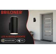 Briloner Logo. Wandmontierte LED Außenleuchte mit warmweißem Licht und IP44 Schutzart.