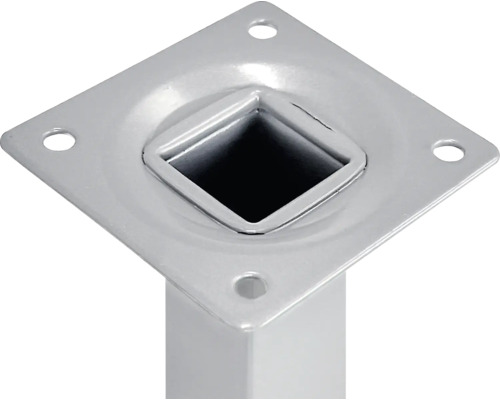 Tischbeinbefestigungsplatte aus Metall mit vier Befestigungslöchern