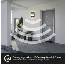 Außenwandleuchte mit Bewegungsmelder vor einem Hauseingang