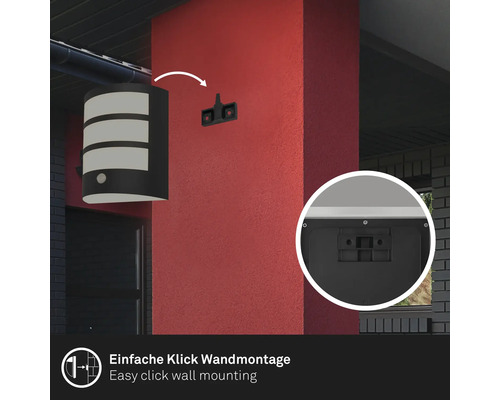 Wandleuchte mit einfacher Klickmontage zur Wandmontage
