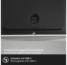 USB-C-Ladeanschluss und Ein- beziehungsweise Ausschalter