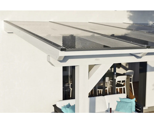 Terrassenüberdachung aus Holz mit Polycarbonatplatten