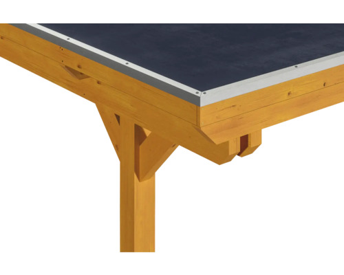 Detailansicht einer Holzpergola mit Flachdach