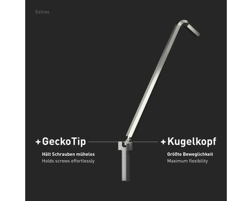 Sechskantschlüssel mit GeckoTip und Kugelkopf für Flexibilität