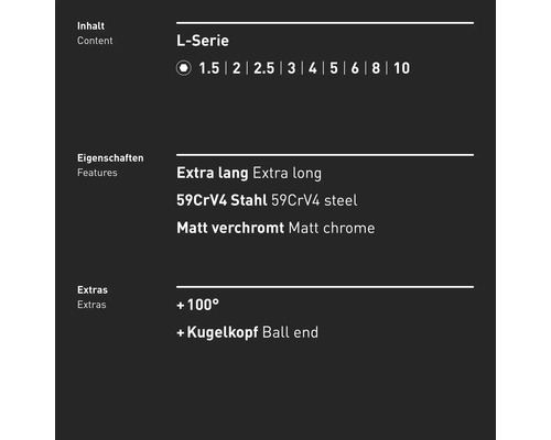 L-Serie Innensechskant-Schlüsselsatz Informationen zu Inhalt, Funktionen und Extras