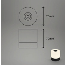Technische Zeichnung einer 70 mm LED Tischleuchte
