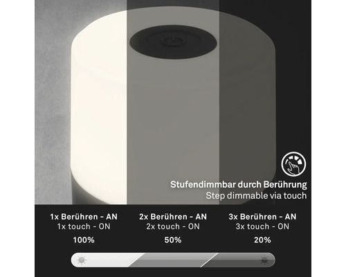 Tischleuchte mit Touchdimmer zur Steuerung der Helligkeit
