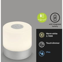 Tischleuchte mit Akku, Touchdimmer und warmweissem Licht