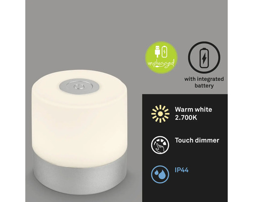 Tischleuchte mit Akku, Touchdimmer und warmweissem Licht