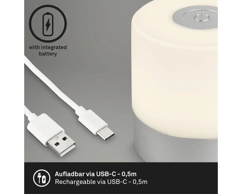 Tischleuchte mit integriertem Akku und USB-C-Ladekabel