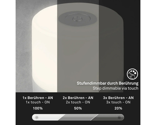Berührungsdimmbare Leuchte mit verschiedenen Helligkeitsstufen