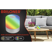 Briloner Logo, RGB LED Outdoor Tischleuchte mit warmweissem Licht 2700 Kelvin