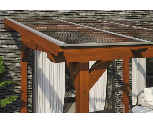 Holzpavillon mit transparentem Dach für den Außenbereich