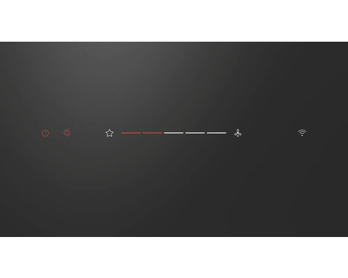 Symbol für Ein- und Ausschalten, Licht, Stern, Regler, Ventilator und WLAN