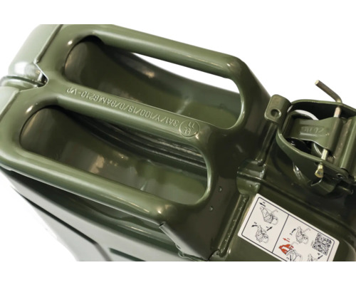 Kraftstoffkanister aus Metall mit Tragegriff und Verschlussmechanismus