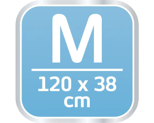 Symbol für Produktgröße M mit den Maßen 120 x 38 Zentimeter