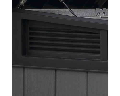 Detailansicht eines Gartenhauses mit Belüftung