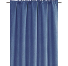 Blauer Vorhang mit Kräuselbandaufhängung