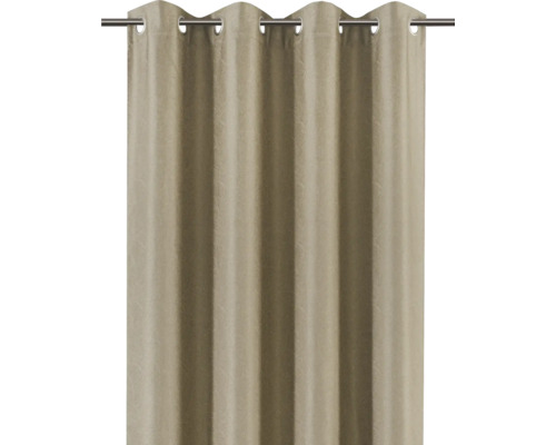 Beiger Gardinenschal mit Ösenaufhängung an einer Gardinenstange