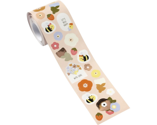 Dekoratives Klebeband mit Blumen-, Bienen- und Erdbeermotiven