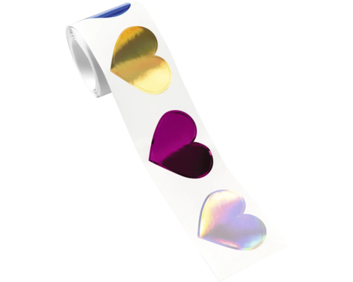 Rolle mit herzförmigen Aufklebern