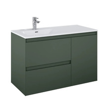 Waschtischunterschrank mit zwei Schubladen, einer Tür und einem Waschbecken
