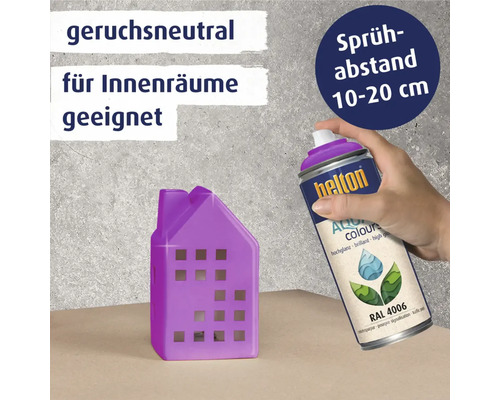 Helton Farbspraydose mit lila Farbmusterhaus geeignet für Innenräume
