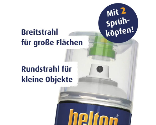 Belton Sprühfarbe mit zwei Sprühköpfen: Breitstrahl für große Flächen, Rundstrahl für kleine Objekte