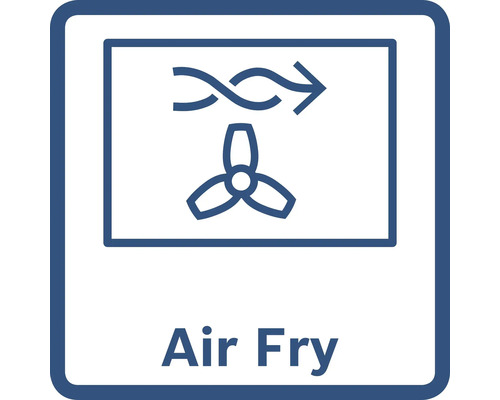 Air Fry Symbol: Luftstrom und Ventilator für Heißluftfrittieren