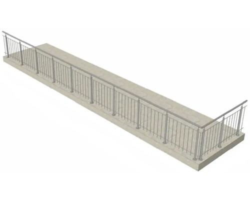 Illustration eines geraden Weges mit einem Geländer aus Metall.