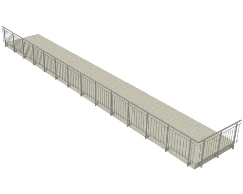 Lange, ebene Brücke mit seitlichem Geländer