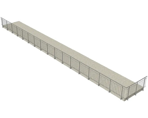 Lange Fußgängerbrücke mit Geländer