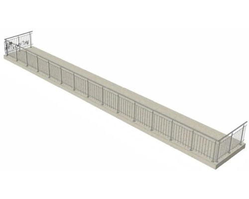 Lange Fußgängerbrücke mit Geländer