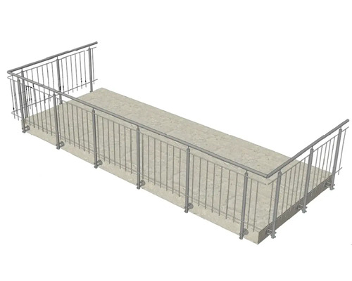 Illustration einer geraden Brücke mit Metallgeländer